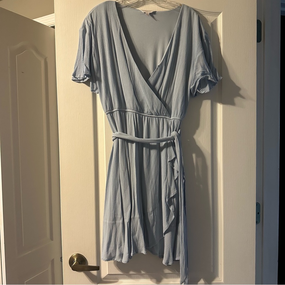 LC Lauren Conrad Blue Flutter Sleeve Midi Sundress